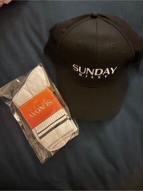 Sunday Riley Black Baseball Cap and Crew Socks